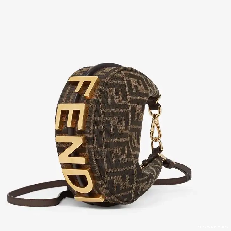 Affordable Fabric Mini Brown Bag FF Fendigraphy Hobo In Motif Fendi 0619